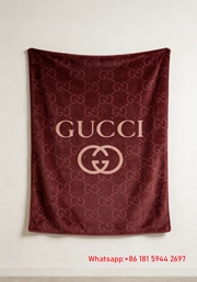 Gucci Signature Burgundy Emblem throw  Blanket IMG_2678